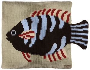 Cross-stitch cushion fish, printed