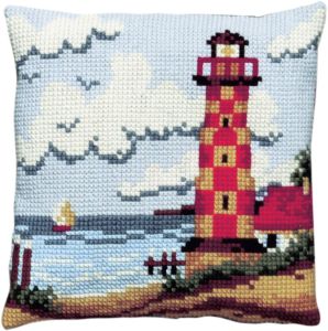 Cross stitch cushion kit lighthouse , printed