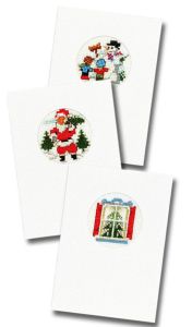 Embrodery kit three Christmas cards with card & envelops