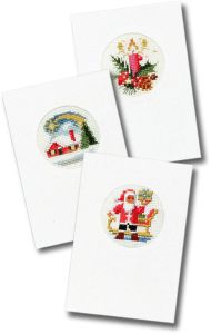 Embroidery kit 3 Christmas  cards with cards & envelopes