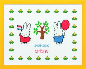 Embroidery kit birthday sampler Miffy  celebrating,Dick Bruna