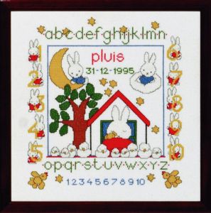 Embroidery kit birthday sampler Pluis, Dick Bruna.