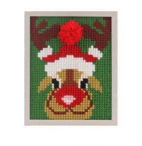 Embroidery kit christmas reindeer  for children, painted