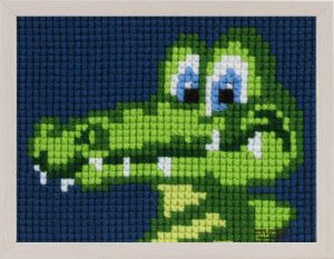 Embroidery kit crocodile for children, painted