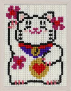 Embroidery kit lucky cat for children , painted