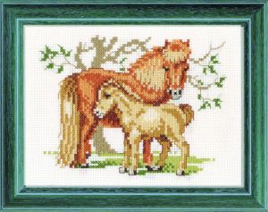 Embroidery kit  shetland pony and foal