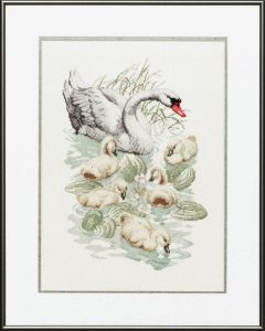 Embroidery kit swan family