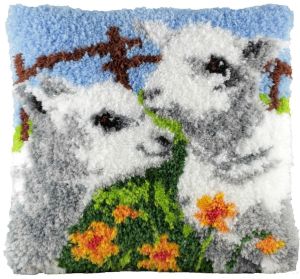 Latch hook cushion kit lovable lambs