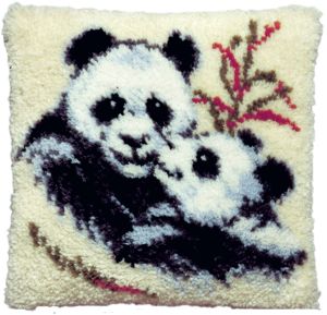 Latch hook cushion kit panda bears