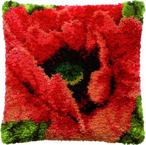 Latch hook cushion kit poppy