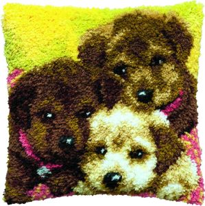 Latch hook cushion kit three puppies